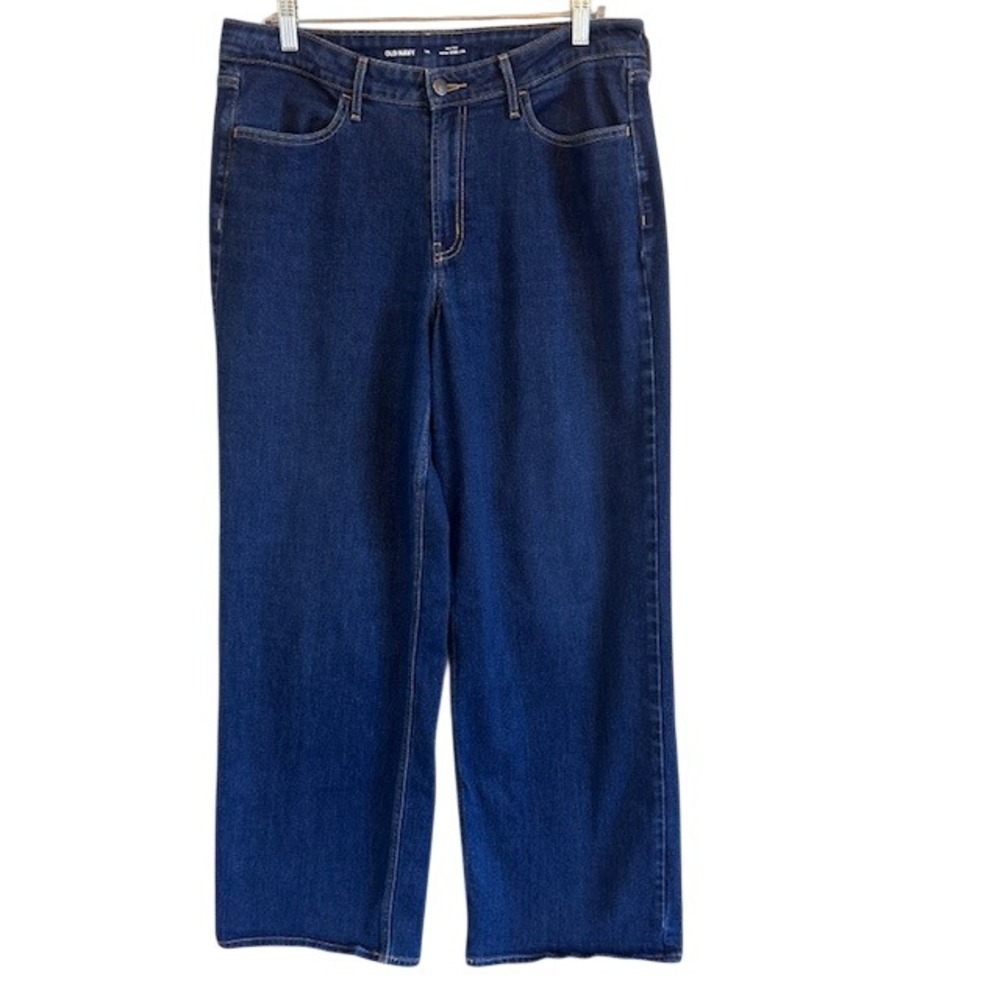 Old Navy Women's High Rise Wow Wide Leg Dark Denim Stretch‎ Jeans 14